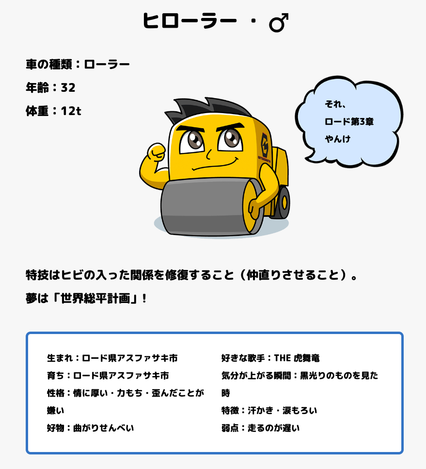 株式会社後藤建設のキャラクター（ヒローラー）の画像です。